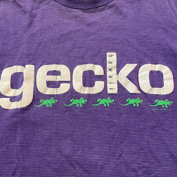 Vintage 80s 90s Gecko Hawaii Purple T-shirt Size L - Picture 2 of 9